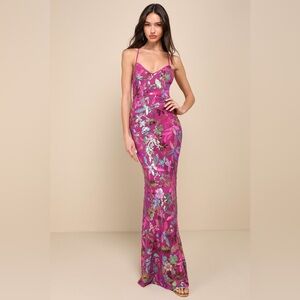 NWOT Glittering Icon Magenta Iridescent Sequin Lace-Up L